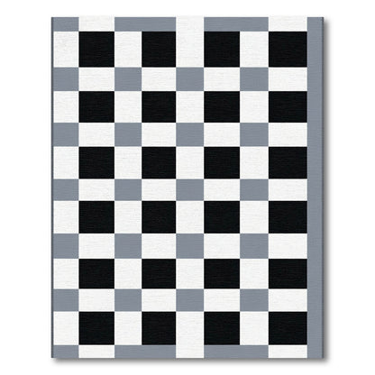 Classic Black White Gray Checkered Rug