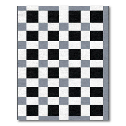 Classic Black White Gray Checkered Rug