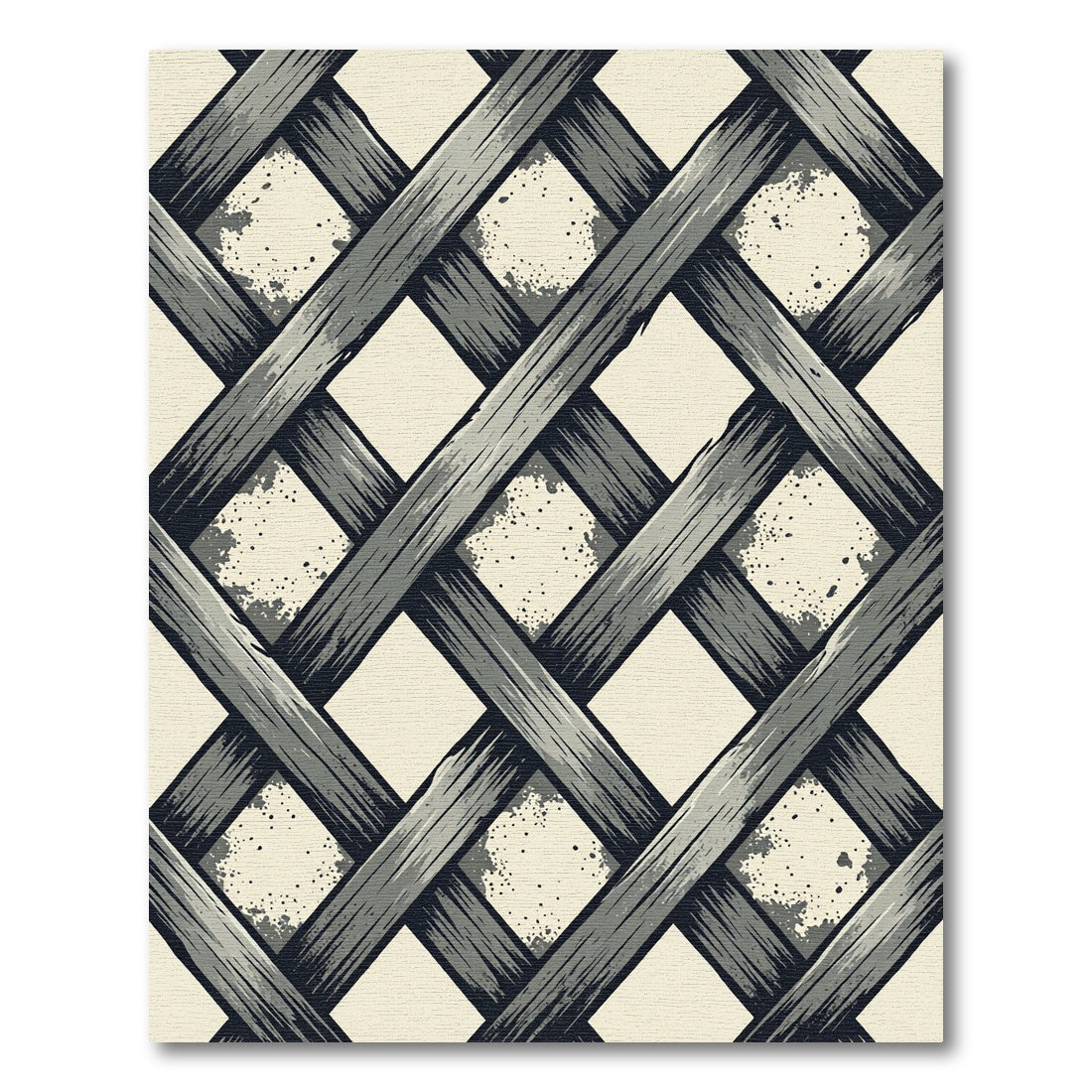Monochromatic Gray Woven Geometric Lattice Rug