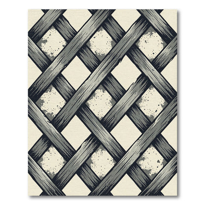 Monochromatic Gray Woven Geometric Lattice Rug