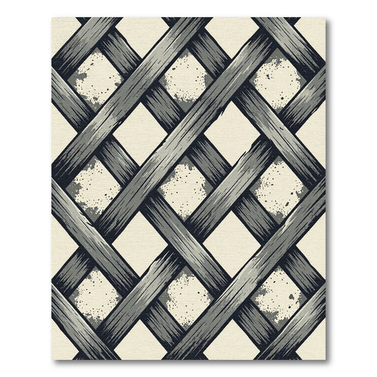 Monochromatic Gray Woven Geometric Lattice Rug