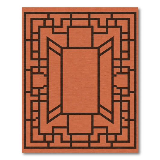 Terracotta Geometric Lattice Frame Rug