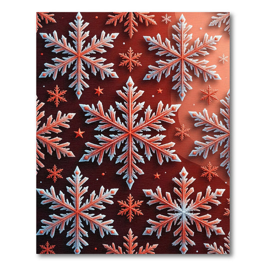 Crimson Snowflake Winter Holiday Arrangement Rug
