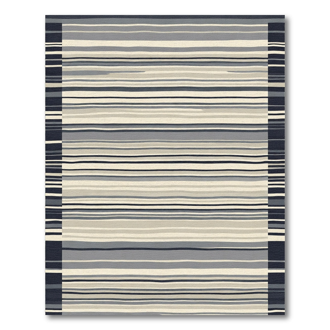 Gray Beige Horizontal Stripe Rug