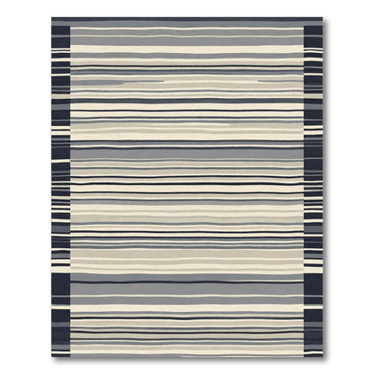 Gray Beige Horizontal Stripe Rug