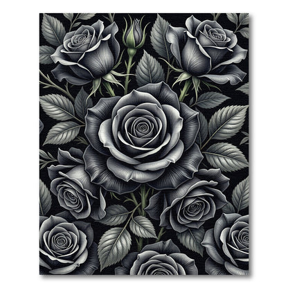 Gothic Black Rose Garden Rug