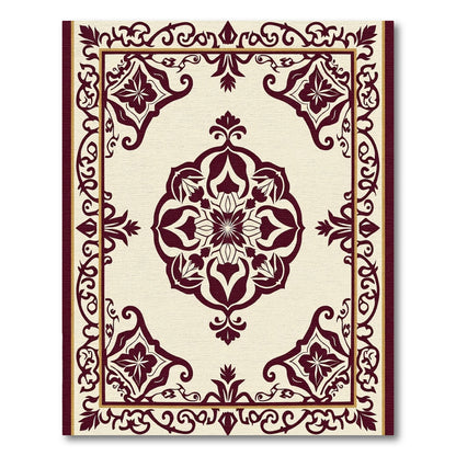 Regal Crimson Medallion Vine Border Rug