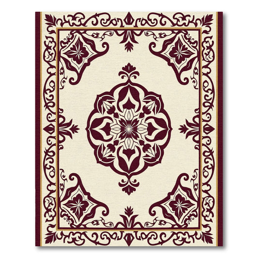 Regal Crimson Medallion Vine Border Rug