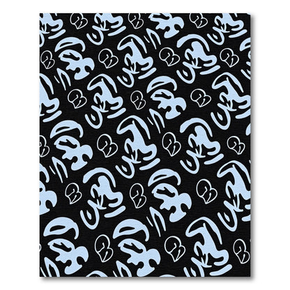 Light Blue Abstract Heart Shapes Black Rug