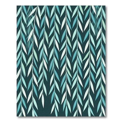 Teal Blue Willow Branch Cascade Rug
