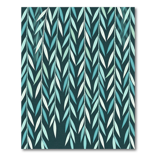 Teal Blue Willow Branch Cascade Rug