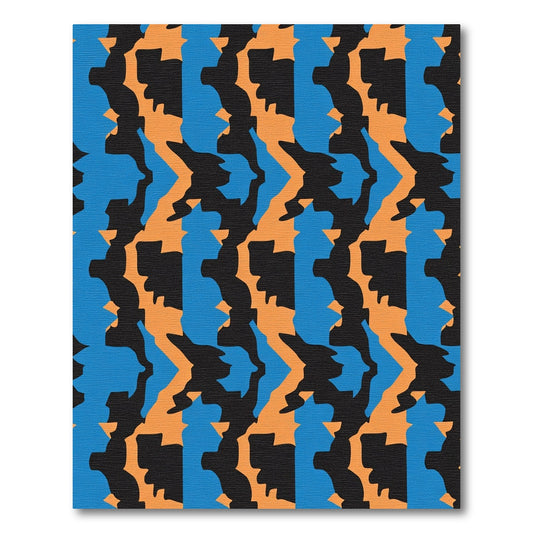 Bold Orange Blue Abstract Camo Rug