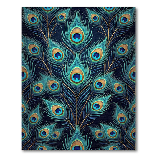 Teal Blue Golden Peacock Feather Spread Rug