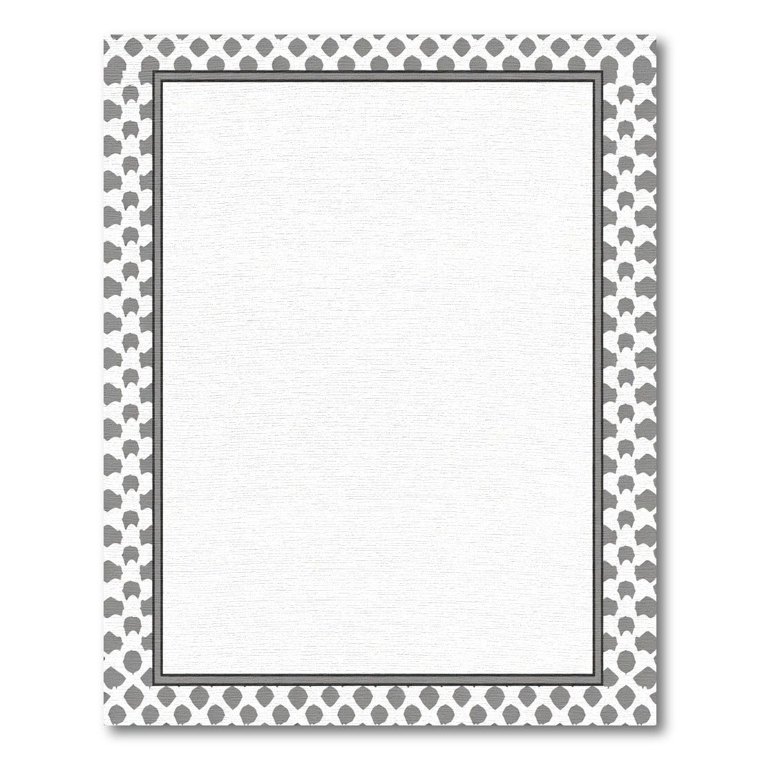 Modern Gray Scale Repeating Shape Border Rug