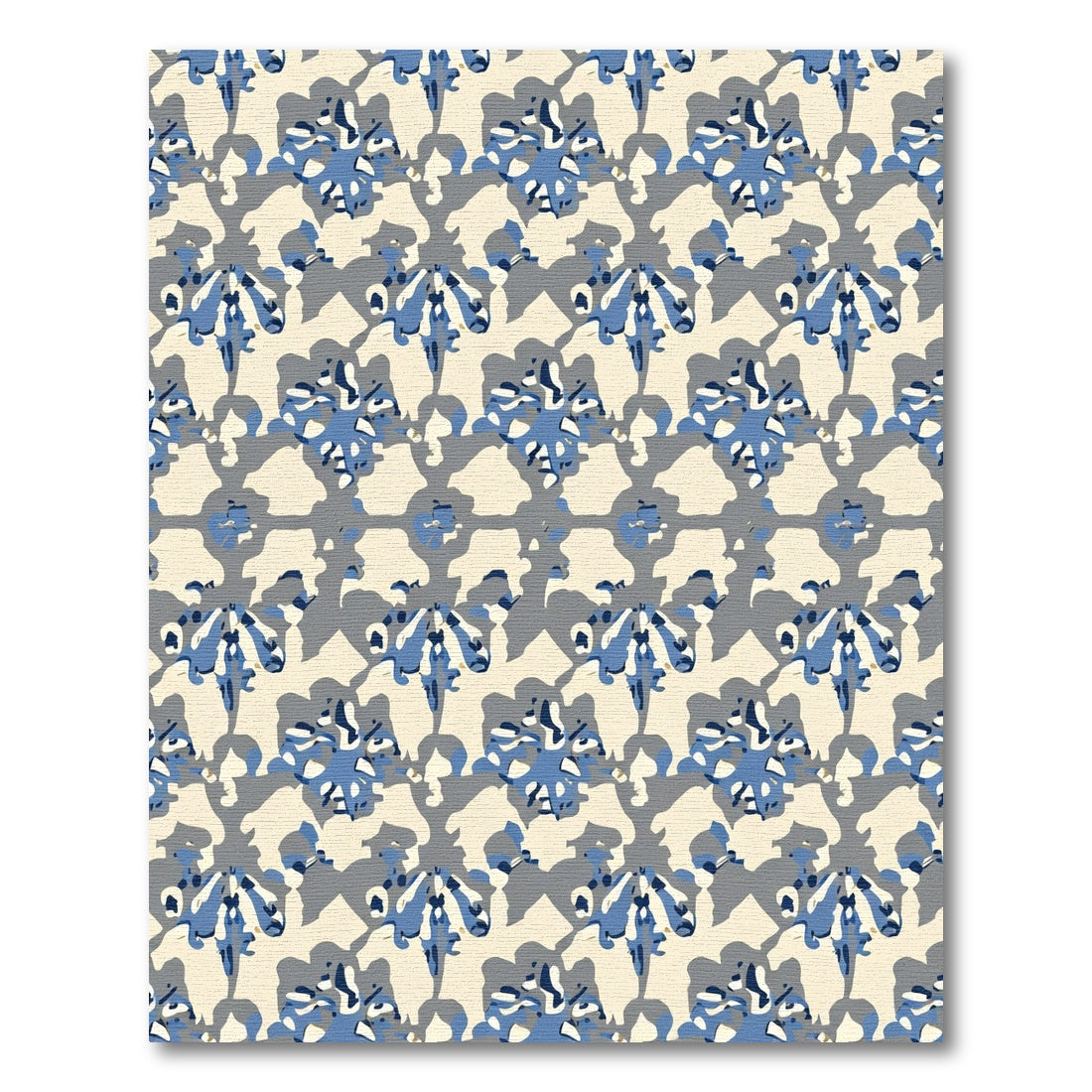 Blue Gray Cream Abstract Lattice Rug