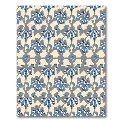 Blue Gray Cream Abstract Lattice Rug