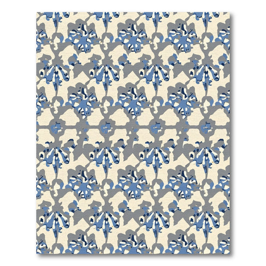 Blue Gray Cream Abstract Lattice Rug