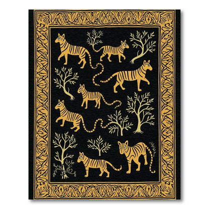 Golden Tiger Forest Silhouette Rug