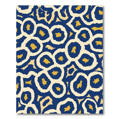 Blue Yellow Abstract Ring Composition Rug