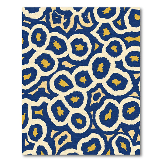 Blue Yellow Abstract Ring Composition Rug