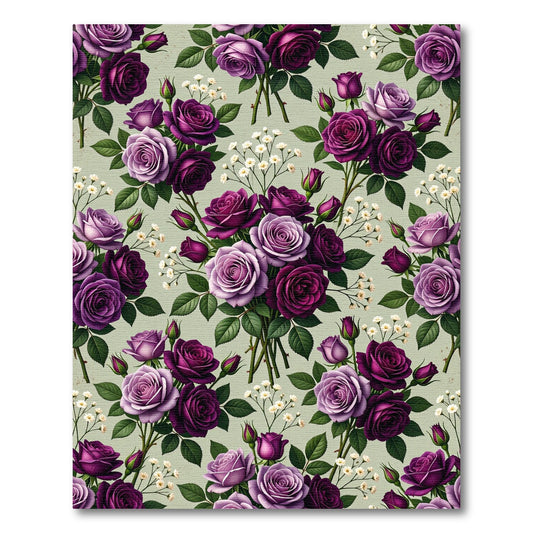 Rich Purple Rose Bouquet Garden Rug