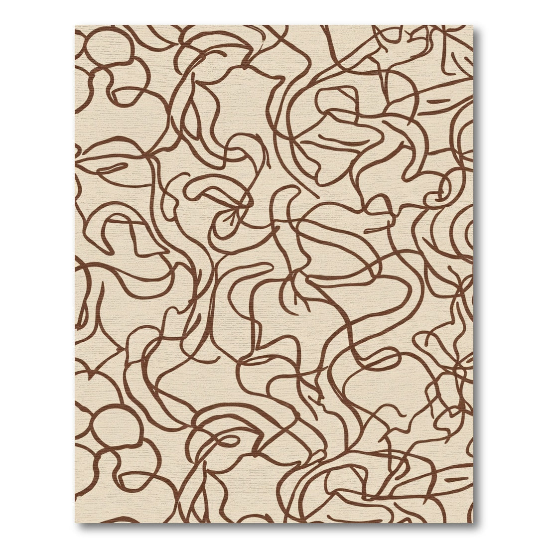 Brown Organic Swirl Cream Background Rug