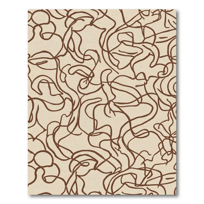Brown Organic Swirl Cream Background Rug