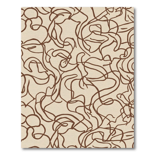 Brown Organic Swirl Cream Background Rug