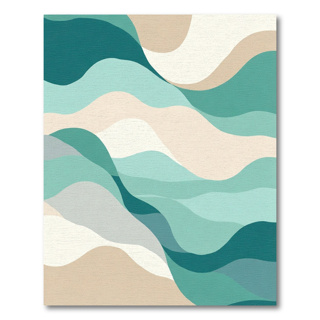 Teal Beige Abstract Wave Flow Rug