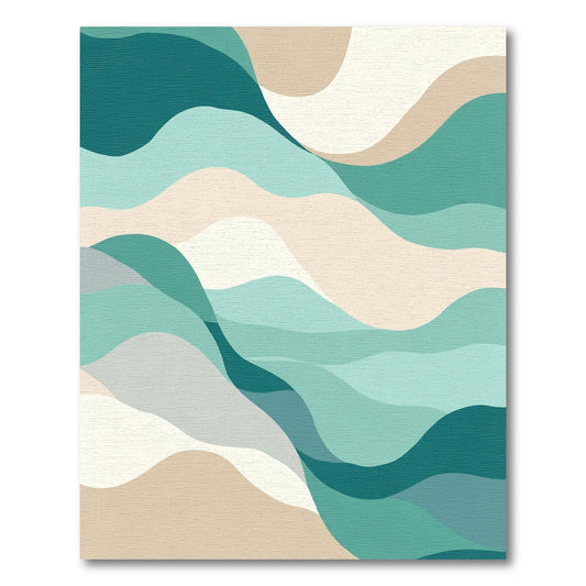 Teal Beige Abstract Wave Flow Rug