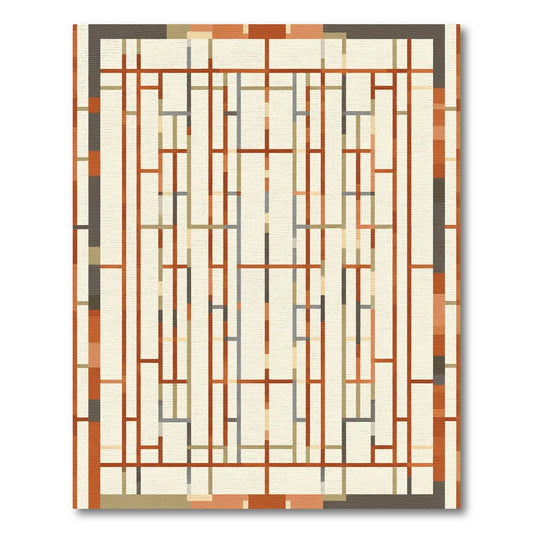 Modern Ochre Geometric Lattice Rug