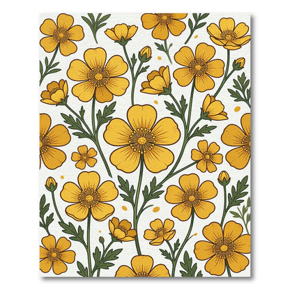 Sunny Yellow Buttercup Meadow Area Rug