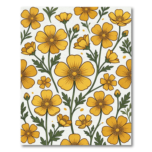 Sunny Yellow Buttercup Meadow Area Rug