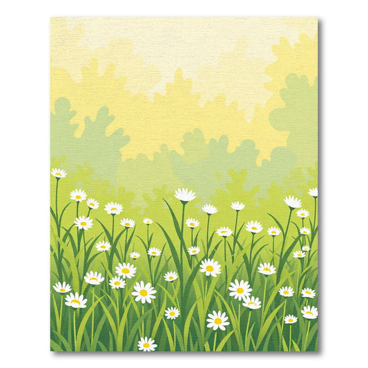 Charming White Daisy Meadow Garden Rug