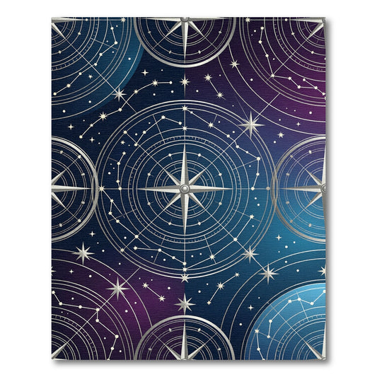 Celestial Navy Gold Starry Compass Rug