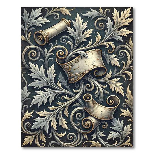 Elegant Acanthus Scroll Cream Charcoal Rug
