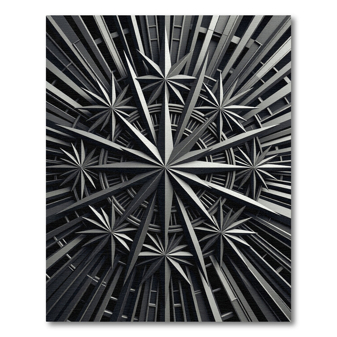 Monochromatic Starburst Geometric Metallic Medallion Rug