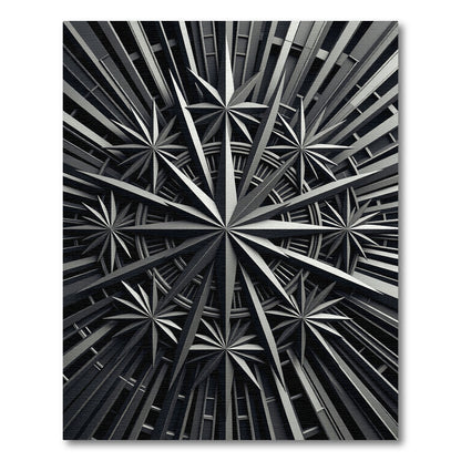 Monochromatic Starburst Geometric Metallic Medallion Rug