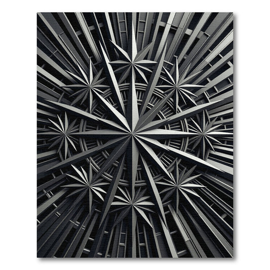 Monochromatic Starburst Geometric Metallic Medallion Rug