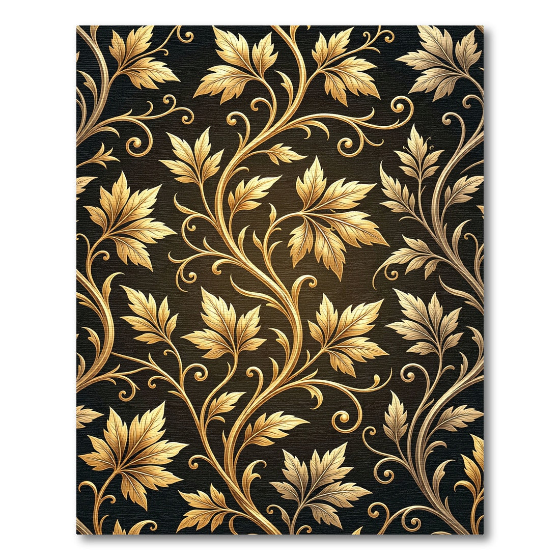 Golden Foliage Gilded Scroll Botanical Rug