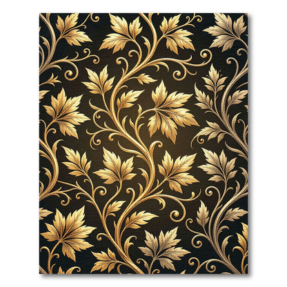 Golden Foliage Gilded Scroll Botanical Rug