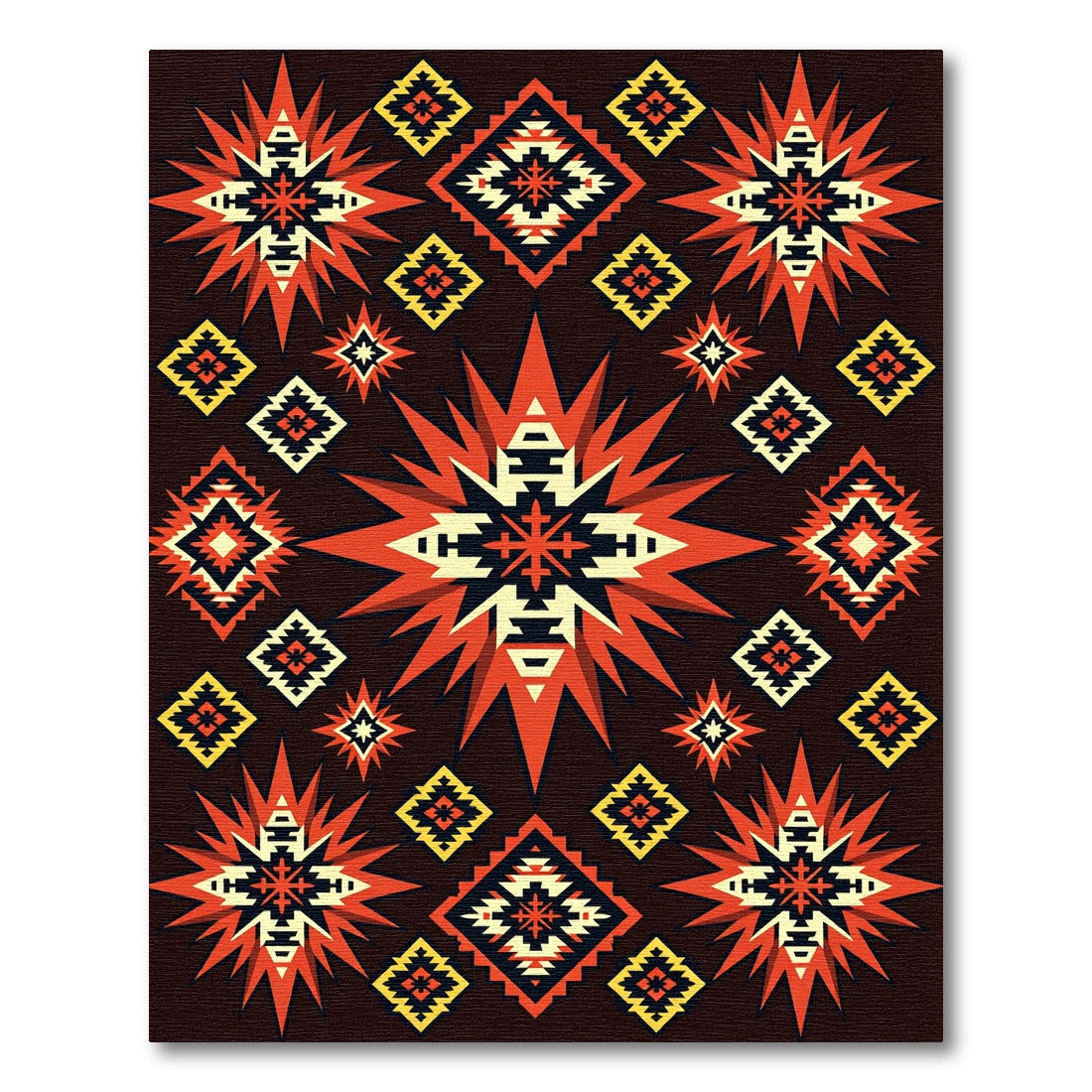 Expansive Red Geometric Star Burst Rug