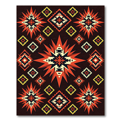 Expansive Red Geometric Star Burst Rug