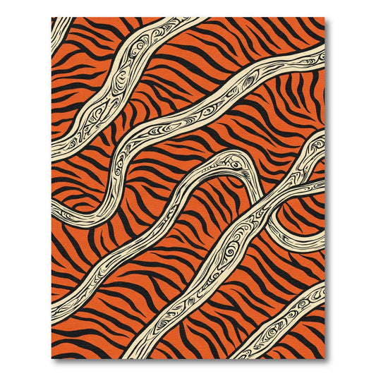 Orange Tiger Stripe Wavy Lines Rug