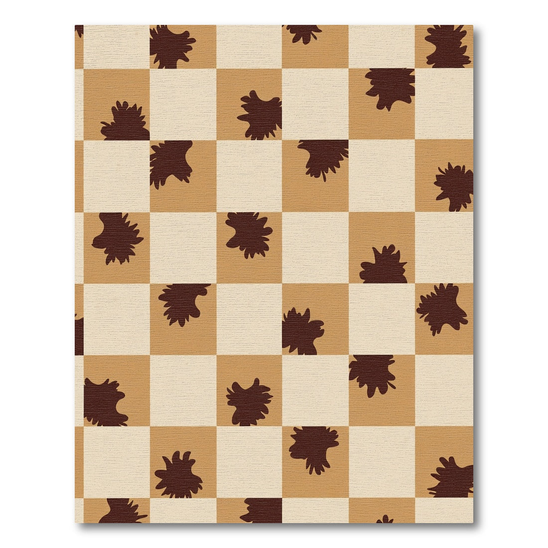 Brown Tan Abstract Checkerboard Rug