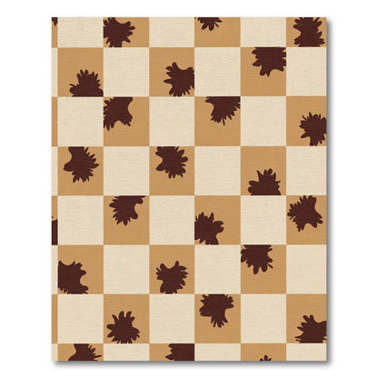 Brown Tan Abstract Checkerboard Rug