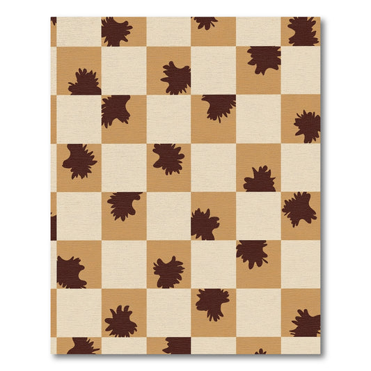 Brown Tan Abstract Checkerboard Rug
