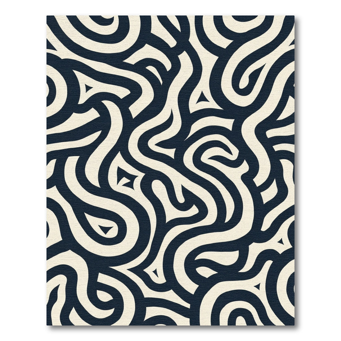 Cream Navy Labyrinth Flow Rug