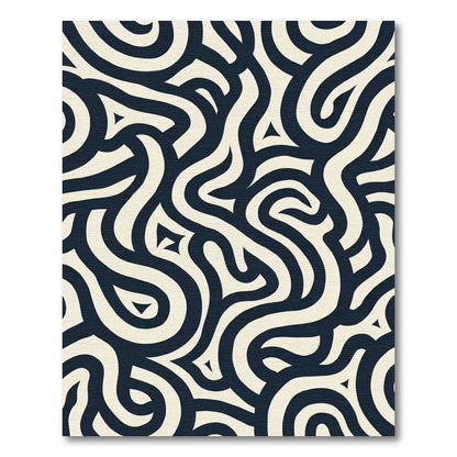 Cream Navy Labyrinth Flow Rug