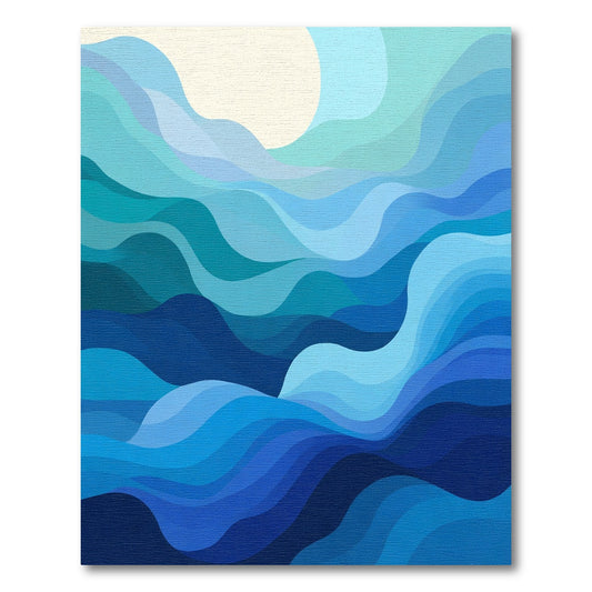 Vibrant Blue Ocean Waves Abstraction Rug